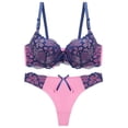 thumbnail image 1 of Levmjia Womens Lace Lingerie Set Underwire Bra and Matching Thong Panties With Adjustable Straps Breathable Mesh Romantic Date Night Daily Special Trendy Solid Color, 1 of 4