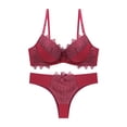 thumbnail image 1 of Levmjia Womens Lace Lingerie Set Underwire Sheer Cup Bra Low Waist Thong Adjustable Shoulder Straps Breathable Lace Daily Romantic Date Night Elegant Solid Color, 1 of 6