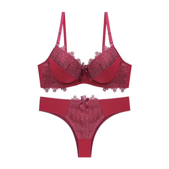 Levmjia Womens Lace Lingerie Set Underwire Sheer Cup Bra Low Waist Thong Adjustable Shoulder Straps Breathable Lace Daily Romantic Date Night Elegant Solid Color
