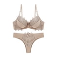 thumbnail image 1 of Levmjia Womens Lace Lingerie Set Underwire Sheer Cup Bra Low Waist Thong Adjustable Shoulder Straps Breathable Lace Daily Romantic Date Night Elegant Solid Color, 1 of 6