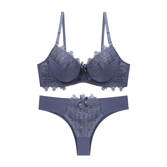 Levmjia Womens Lace Lingerie Set Underwire Sheer Cup Bra Low Waist Thong Adjustable Shoulder Straps Breathable Lace Daily Romantic Date Night Elegant Solid Color