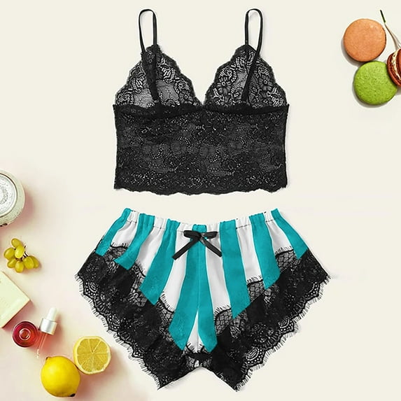 Levmjia Womens Lingerie Pajamas for Set Summer Plus Size Fashion Lace Sleepwear Temptation Babydoll Underwear Nightdress