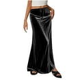 thumbnail image 1 of Levmjia Womens Maxi Skirt Solid Color Fashion Leisure Waist Casual Long Skirt For A-Line Autumn Skirt With Drawstring Comfortable Flowy Pleuche Work Vacation, 1 of 6