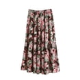 thumbnail image 1 of Levmjia Womens Midi Skirt Bohemian Printed Elastic Waist Pleated Flowy Skirt Soft Breathable Casual Bottoms For Beach Daily Dating Vacation Spring Summer Wear, 1 of 5