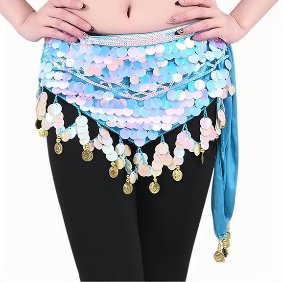 Levmjia Womens Midi Skirt Solid Color Sequins Solid Color Stretch Belly Dance Belly Performance Casual Skirt With For Party Vacation