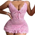 thumbnail image 1 of Levmjia Womens Nightgown Set Lace Mesh Nightwear Sheer Strap Romper For Valentines Day Date Night Comfortable Stretchy Adjustable Sleepwear, 1 of 7