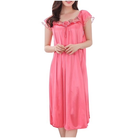 Levmjia Womens Nightgown Summer Sleeveless Round Neck Soft Breathable Polyester Plus Size Knee Length Comfy Wear Lightweight Easy Care Comfort Fit
