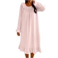 thumbnail image 1 of Levmjia Womens Pajama Dress Long Sleeve Square Necke Solid Color Sleepwear Nightgown Soft Comfortable Casual Loose Fit Home Lounge Dress Lightweight, 1 of 7