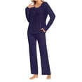 thumbnail image 1 of Levmjia Womens Pajama Set Cotton Long Sleeve Winter Sleepwear Loungewear 2 Piece Set Soft Comfortable Warm Flannel Pajamas for Women Home Relax Nightwear, 1 of 5