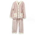 thumbnail image 1 of Levmjia Womens Pajama Set Coral Wool Printed Cotton Long Sleeve Sleepwear Loungewear Soft Comfortable Pajamas For Women Nightwear Homewear, 1 of 4