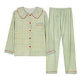 thumbnail image 1 of Levmjia Womens Pajama Set Cotton Long Sleeve Loose Printed Button Lapel Sleepwear Loungewear Soft Comfortable Pants Set For Women Nightwear, 1 of 3