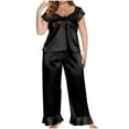 thumbnail image 1 of Levmjia Womens Pajama Set Cotton Summer Sleepwear Short Sleeve Pants 2 Piece Comfy Breathable Loose Fit Pajamas for Women Nightwear Home Outfits, 1 of 4