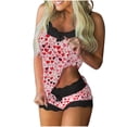 thumbnail image 1 of Levmjia Womens Pajama Set Lace Valentine Love Print Sleeveless Vest Sleepwear Casual Home Outfit Soft Comfortable Floral Pants Set Daily Wear, 1 of 6