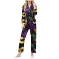 thumbnail image 1 of Levmjia Womens Pajama Set Lapel Short Sleeve Carnival Printed Cardigan Sleepwear 2 Piece Set With Pants Comfortable and Breathable Nightwear Home Relaxation, 1 of 9
