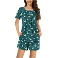 thumbnail image 1 of Levmjia Womens Pajama Set Short Sleeve Shorts 2 Piece Cotton Sleepwear Loungewear Soft Comfortable Printed Nightwear Set for Women Summer Casual Home Wear, 1 of 6