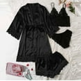 thumbnail image 1 of Levmjia Womens Pajama Sets Pajamas Summer Women Plus Size Lingerie Silk Robe Satin Bathrobe Four-piece Set Sleepwear Pajamas, 1 of 6