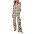 thumbnail image 1 of Levmjia Womens Pajamas Set Round Neck Long Sleeve Pocket Christmas Printed Soft Casual With Pocket Comfortable Home Wear Outfit For All Season Daily Relaxation, 1 of 3