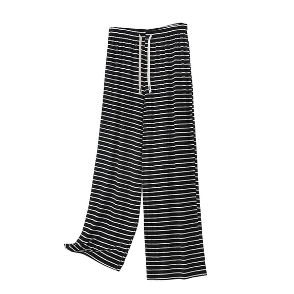 Levmjia Womens Pants Casual Striped Soft Stretch Comfy Yoga Exercise Home Wear Classic Solid Color Elastic Waist with Pockets Trousers All Season