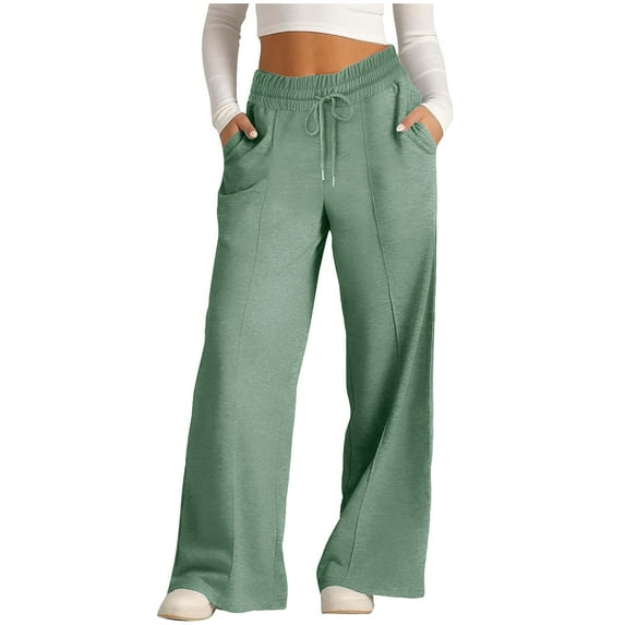 Levmjia Womens Pants High Waisted Casual Soft Polyester Wide Leg Trousers Breathable Comfortable Stretchy Lounge Yoga for Workout Travel S-XXL