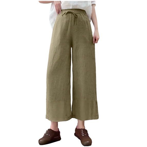 Levmjia Womens Pants High Waisted Cotton Stretchy Comfortable Casual Lounge Wide Leg Trousers Soft Breathable for Home Office Travel Plus Size S-3XL