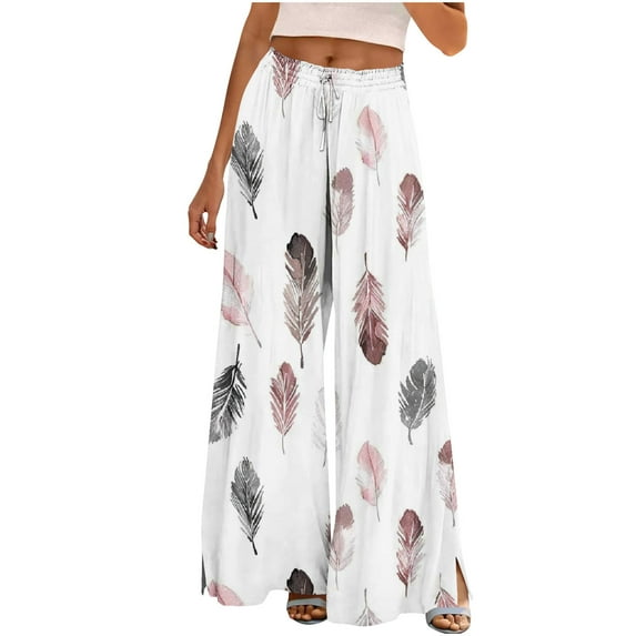 Levmjia Womens Pants High Waisted Wide Leg Soft Cotton Stretchy Comfortable Casual Lounge for Elastic Waistband Solid Color Loose Fit Yoga for Spring Fall S-XXL