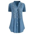 thumbnail image 1 of Levmjia Womens Plus Size Shirt Tops Summer Fashion Women Casual Plus Size Lace Solid Short Sleeves V-Neck Shirt Blouse Tops, 1 of 3