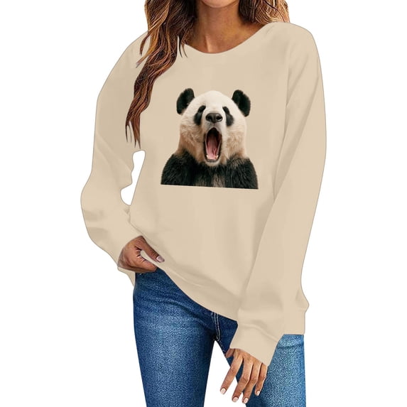 Levmjia Womens Print Crewneck Sweatshirt Soft Long Sleeve Pullover Loose Relaxed Fit Daily Casual Wear Home Outdoor Long Sleeve Casual Sweatshirt Top