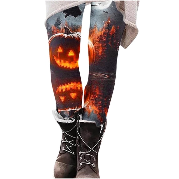 Levmjia Womens Print Leggings Stretchy Soft Breathable Pants High Waist Slim Print All Season Fashion Halloween Gym Workout Daily Outfits