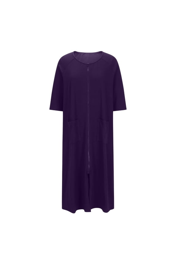 Womens Robe Casual Loose Short Sleeve Pockets Soft Flannel Bathrobe For Spa Hotel Warm Cozy Loungewear For Pregnancy Maternity Gift