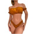 thumbnail image 1 of Levmjia Womens Ruffled Lace Lingerie Set Off Shoulder Bandeau Bra Bikini Brief Soft Stretch Breathable Lace Casual Romantic Date Night Solid Color, 1 of 9