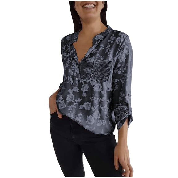 Levmjia Womens Shirt Blouse Long Sleeve Tops Cotton V Neck Casual Work Office Comfortable Breathable Wrinkle Free Spring Fall Fashion Basic Tee for Women