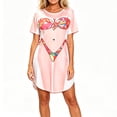 thumbnail image 1 of Levmjia Womens Short Sleeve Nightgown Crew Neck Bikini Print Loose Mini Dress Home Sleep Casual Lightweight Comfortable All Night Bedroom Daily Indoor Leisure Wear, 1 of 6