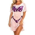 thumbnail image 1 of Levmjia Womens Short Sleeve Nightgown Crew Neck Bikini Print Loose Mini Dress Home Sleep Casual Lightweight Comfortable All Night Bedroom Daily Indoor Leisure Wear, 1 of 5