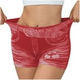 thumbnail image 1 of Levmjia Womens Denim Shorts Yoga Printed High Elasticity Casual Mid Waist Outside Comfortable Breathable Vacation Sports Fitness Daily Wear, 1 of 9