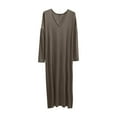 thumbnail image 1 of Levmjia Womens Sleep Dress Modal Solid Color Sleepshirt V-Neck Nightgown Long Sleeve Nightgown Soft Comfortable Loungewear For Home Relaxation, 1 of 6