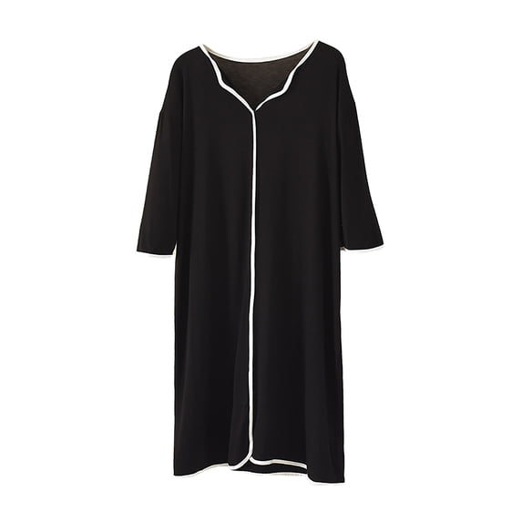 Levmjia Womens Sleep Dress Summer V-Neck 3/4 Sleeve Soft Breathable Knee Length Nightgown Comfy Loose Fit Sleepwear for Women Plus Size