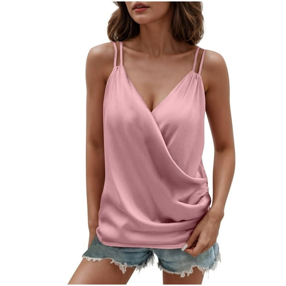 Levmjia Womens Sleeveless V Neck Tank Tops Summer Casual Blouse Soft Breathable Polyester Spandex Stretchy Comfortable Camisole for Daily Wear