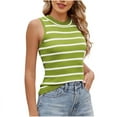 thumbnail image 1 of Levmjia Womens Sleeveless Tank Tops Casual Round Neck Striped Pullover Summer Blouse Soft Polyester Spandex Comfortable Stretchy Fashion Tee Shirt for Daily Wear, 1 of 7