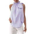 thumbnail image 1 of Levmjia Womens Sleeveless Tank Tops Lightweight Ruffled Halter Neck Striped Drawstring Loose Fit Casual Blouses Breathable Summer Shirts Daily Shopping Beach Holiday, 1 of 5