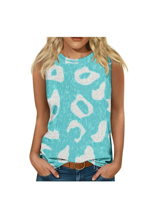 Womens Sleeveless Tank Tops Summer Casual Loose Round Neck Cotton Blouse for Women Fashion Comfortable Breathable Trendy Streetwear