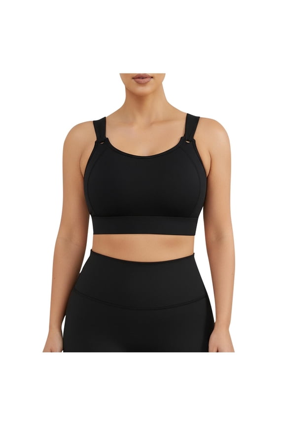 Womens Sports Bra Stretchy Breathable Solid Color Straps Support Padded Workout Undergarment Yoga Running Gym All Season