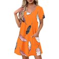 thumbnail image 1 of Levmjia Womens Summer Casual Dress V-Neck Short Sleeve Flowy Polyester Floral Print Beach Vacation Sundress Comfortable Lightweight Multi Color Options, 1 of 7
