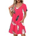 thumbnail image 1 of Levmjia Womens Summer Casual Dress V-Neck Short Sleeve Flowy Polyester Floral Print Beach Vacation Sundress Comfortable Lightweight Multi Color Options, 1 of 7