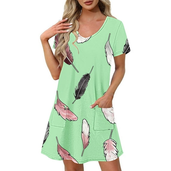 Levmjia Womens Summer Dress Casual V Neck Floral Short Sleeve Slim Fit Polyester Comfortable Vacation Beach Party Work Multi Colors