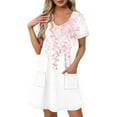 thumbnail image 1 of Levmjia Womens Summer Dress Casual V Neck Floral Short Sleeve Slim Fit Polyester Comfortable Vacation Beach Party Work Multi Colors, 1 of 7