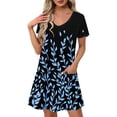 thumbnail image 1 of Levmjia Womens Summer Dress V-Neck Slim Fit Floral Print Short Sleeve Lightweight Polyester Casual Office Vacation Floral Multi Color Available, 1 of 7