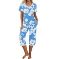 thumbnail image 1 of Levmjia Womens Summer Pajama Set Short Sleeve V Neck Cotton Sleepwear Lounge Set with Pockets Comfortable Breathable Casual Two Piece Outfit, 1 of 9