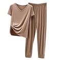 thumbnail image 1 of Levmjia Womens Summer Sets 2 Piece Outfits Pajama Set V-Neck Oversized Loose Fit Short Sleeve Sleepwear Multi-Color Plus Size Casual Home Loungewear Breathable Comfort Nightwear, 1 of 6