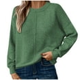 thumbnail image 1 of Levmjia Womens Sweater Casual Soft Polyester Knit Solid Color Top Long Sleeve Round Neck Loose Fit Blouse for Winter Fall Office Daily Wear, 1 of 7