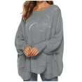 thumbnail image 1 of Levmjia Womens Sweater Fashion Loose Bat Sleeve Hollow Round Neck Pullover Long Sleeve Oversized Casual Loose Fit Lightweight Knitted Pullover Top For Wear, 1 of 4